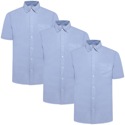 M&S Men's Pure Cotton Oxford Shirt | Short Sleeve | S–4XL | Navy, White, Sky Blue - Sleeve Detail - QHA UK