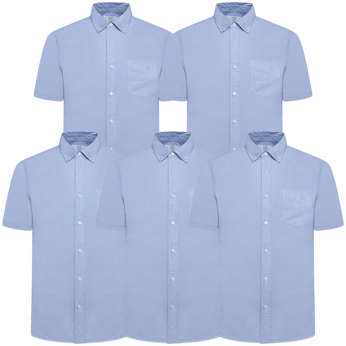 M&S Men's Pure Cotton Oxford Shirt | Short Sleeve | S–4XL | Navy, White, Sky Blue - Sleeve Detail - QHA UK