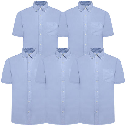 M&S Men's Pure Cotton Oxford Shirt | Short Sleeve | S–4XL | Navy, White, Sky Blue - Sleeve Detail - QHA UK