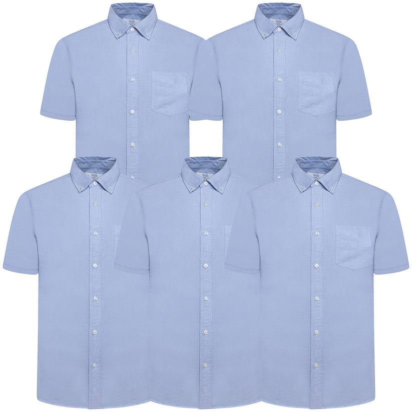 M&S Men's Pure Cotton Oxford Shirt | Short Sleeve | S–4XL | Navy, White, Sky Blue - Sleeve Detail - QHA UK