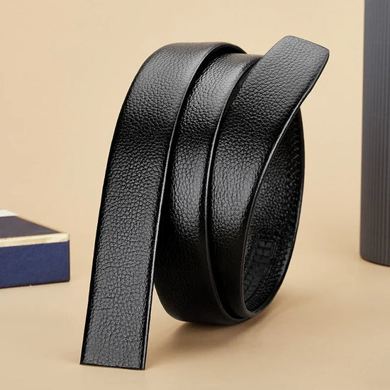 Mens Genuine Leather Ratchet Belt Strap 3.5cm Adjustable Replacement B - QHA UK