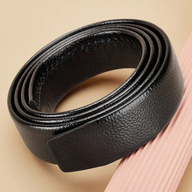 Mens Genuine Leather Ratchet Belt Strap 3.5cm Adjustable Replacement B - QHA UK