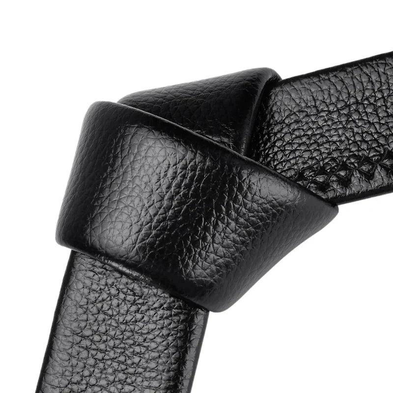 Mens Genuine Leather Ratchet Belt Strap 3.5cm Adjustable Replacement B - QHA UK
