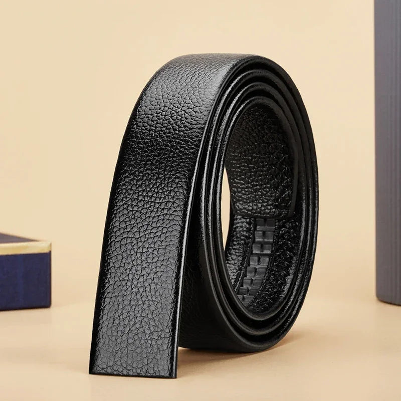 Mens Genuine Leather Ratchet Belt Strap 3.5cm Adjustable Replacement B - QHA UK