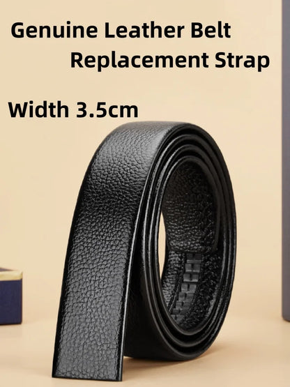 Mens Genuine Leather Ratchet Belt Strap 3.5cm Adjustable Replacement B - QHA UK
