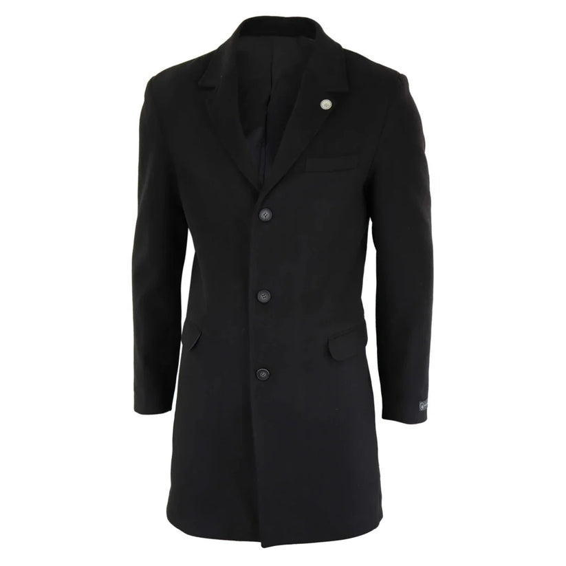 Men's Long Wool Overcoat | Classic Fit Coat | TruClothing - QHA UK