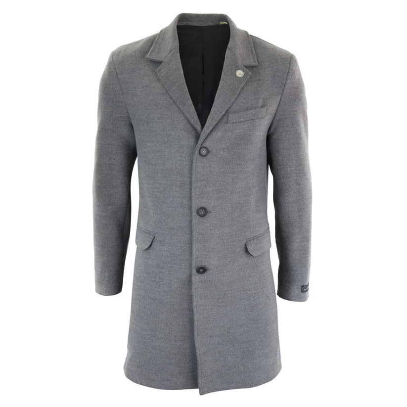 Men's Long Wool Overcoat | Classic Fit Coat | TruClothing - QHA UK