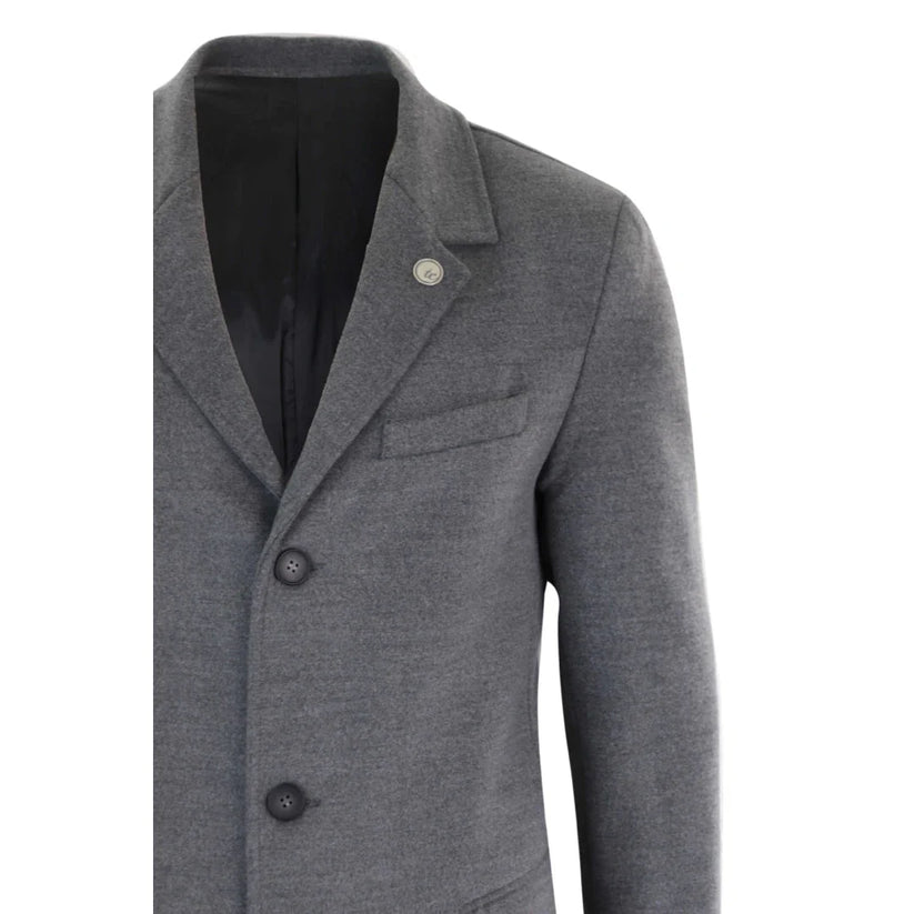 Men's Long Wool Overcoat | Classic Fit Coat | TruClothing - QHA UK