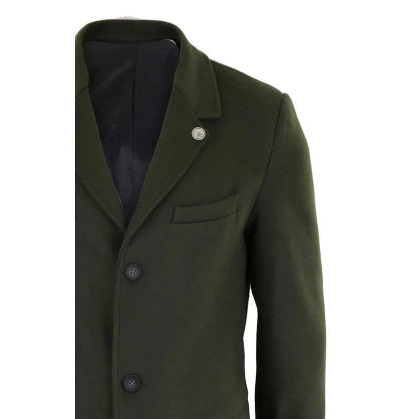 Men's Long Wool Overcoat | Classic Fit Coat | TruClothing - QHA UK