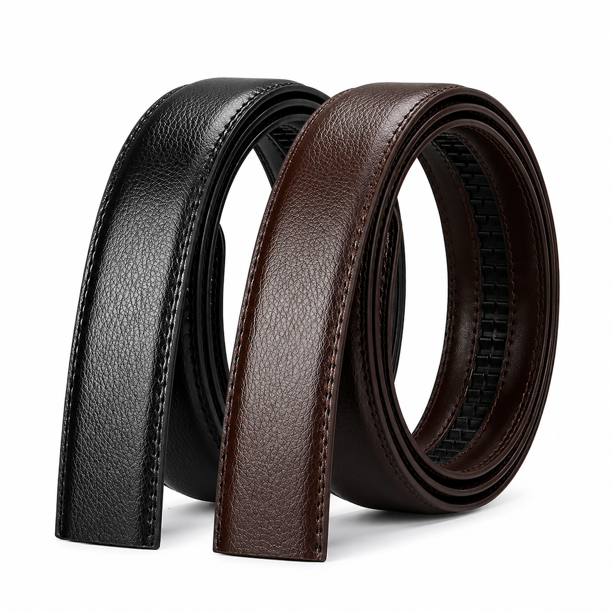 Mens Automatic Ratchet Belt Genuine Leather No Holes Adjustable Jeans - QHA UK