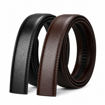 Mens Automatic Ratchet Belt Genuine Leather No Holes Adjustable Jeans - QHA UK