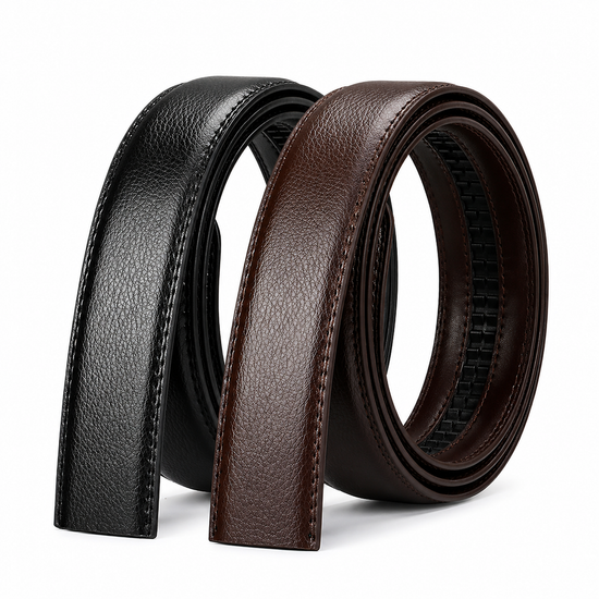 Mens Automatic Ratchet Belt Genuine Leather No Holes Adjustable Jeans - QHA UK