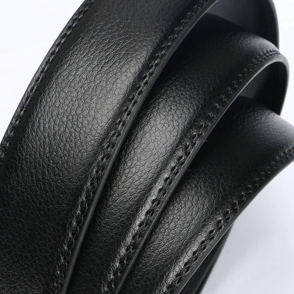 Mens Automatic Ratchet Belt Genuine Leather No Holes Adjustable Jeans - QHA UK