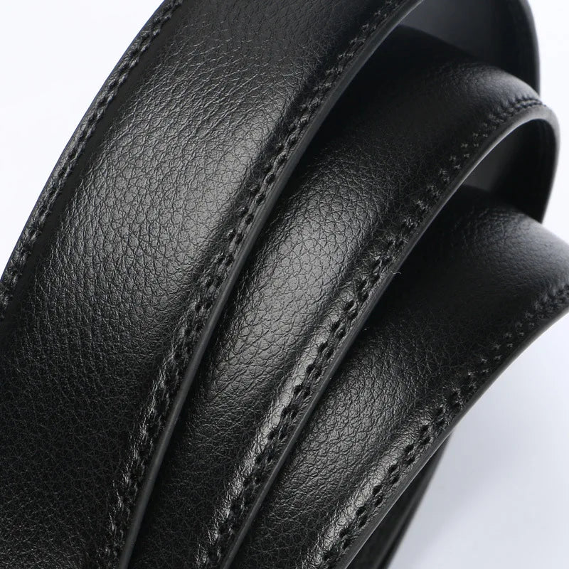 Mens Automatic Ratchet Belt Genuine Leather No Holes Adjustable Jeans - QHA UK
