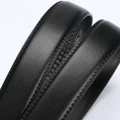 Mens Automatic Ratchet Belt Genuine Leather No Holes Adjustable Jeans - QHA UK