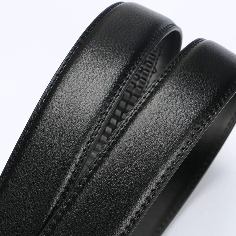 Mens Automatic Ratchet Belt Genuine Leather No Holes Adjustable Jeans - QHA UK