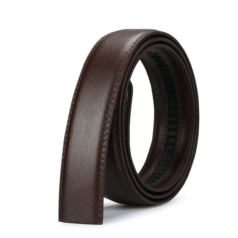Mens Automatic Ratchet Belt Genuine Leather No Holes Adjustable Jeans - QHA UK