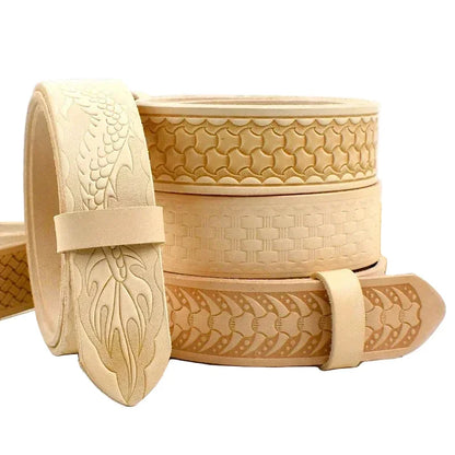 Men's Embossed Cowhide Leather Belt Strap | Croc Print | No Buckle | 110–120cm - QHA UK