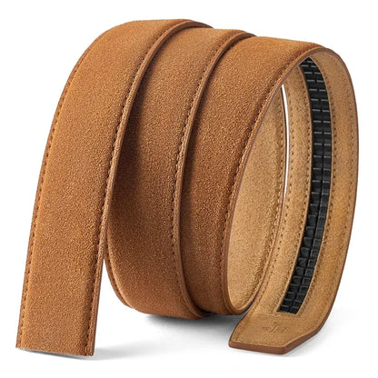 Men's Genuine Leather Suede Belt Strap | No Buckle | 3.5cm | 110–130cm - QHA UK