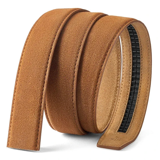 Men's Genuine Leather Suede Belt Strap | No Buckle | 3.5cm | 110–130cm - QHA UK