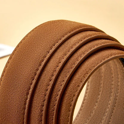 Men's Genuine Leather Suede Belt Strap | No Buckle | 3.5cm | 110–130cm - QHA UK