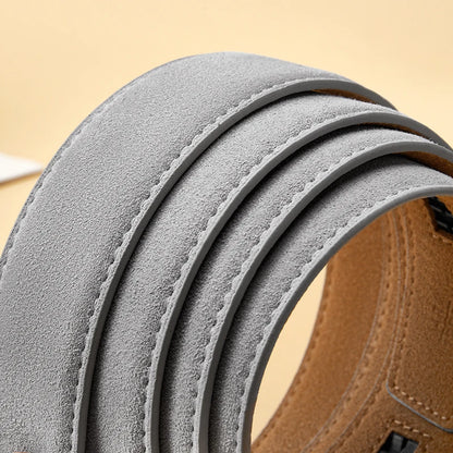 Men's Genuine Leather Suede Belt Strap | No Buckle | 3.5cm | 110–130cm - QHA UK