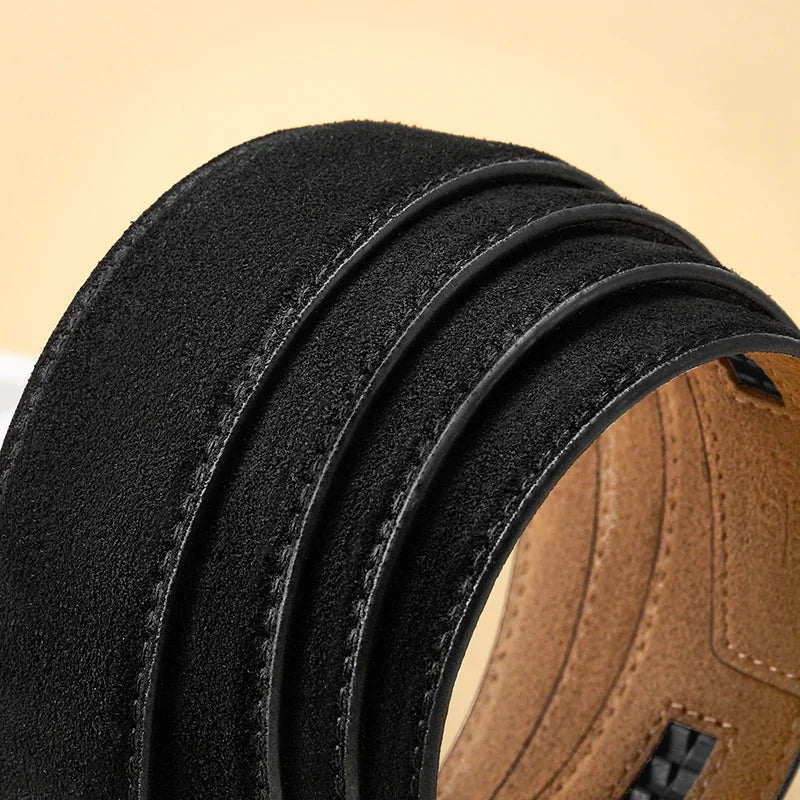 Men's Genuine Leather Suede Belt Strap | No Buckle | 3.5cm | 110–130cm - QHA UK
