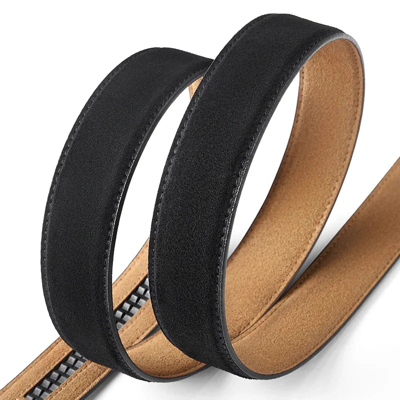 Men's Genuine Leather Suede Belt Strap | No Buckle | 3.5cm | 110–130cm - QHA UK