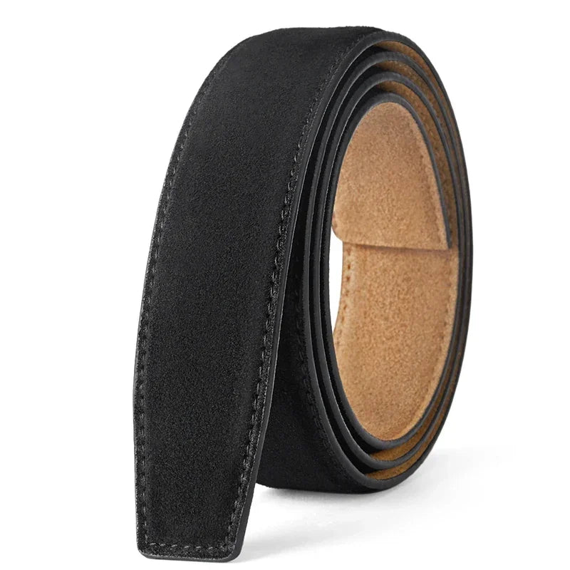 Men's Genuine Leather Suede Belt Strap | No Buckle | 3.5cm | 110–130cm - QHA UK