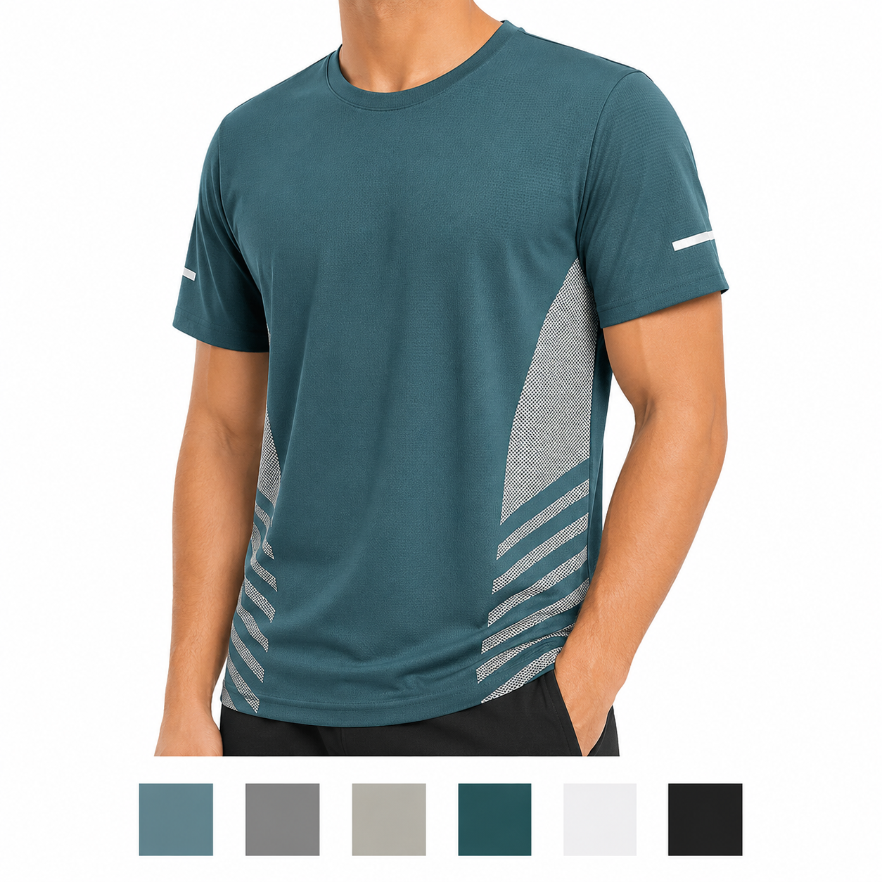 Men's T-Shirt Short Sleeve Summer Printed Running Ice Silk Thin | QHA - QHA UK