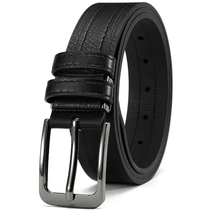 Mens Leather Belt Classic Metal Pin Buckle Casual Business 29mm Wide R - QHA UK