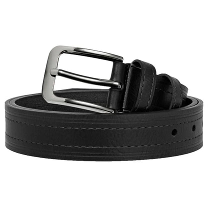 Mens Leather Belt Classic Metal Pin Buckle Casual Business 29mm Wide R - Buckle Detail - QHA UK