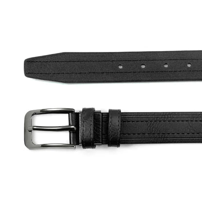 Mens Leather Belt Classic Metal Pin Buckle Casual Business 29mm Wide R - Buckle Detail - QHA UK