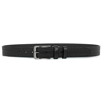 Mens Leather Belt Classic Metal Pin Buckle Casual Business 29mm Wide R - Buckle Detail - QHA UK
