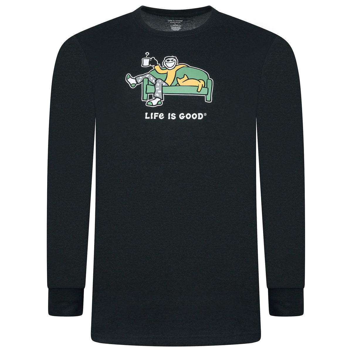 Mens Life Is Good Pyjama Set | Black/Grey Cotton Blend Regular - QHA UK