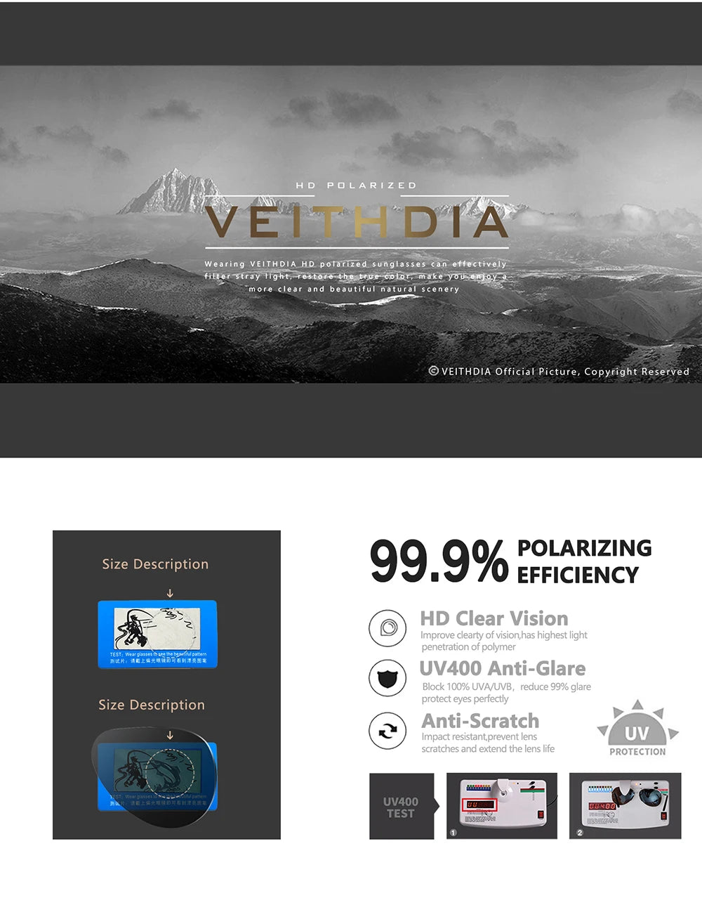 Fashion Item Veithdia Brand Sunglasses Polarized Uv400 | QHA UK - QHA UK