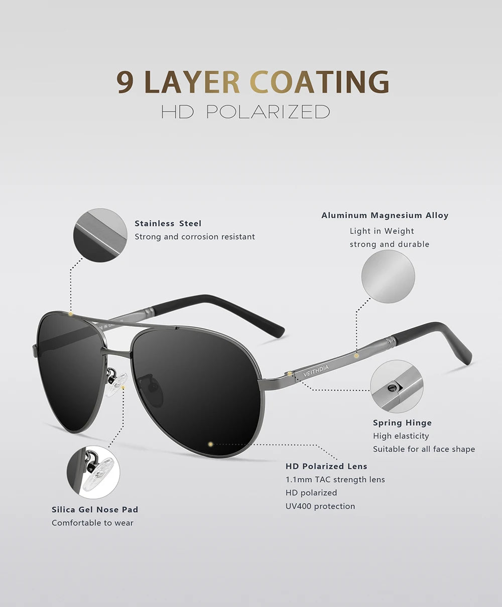 Fashion Item Veithdia Brand Sunglasses Polarized Uv400 | QHA UK - QHA UK