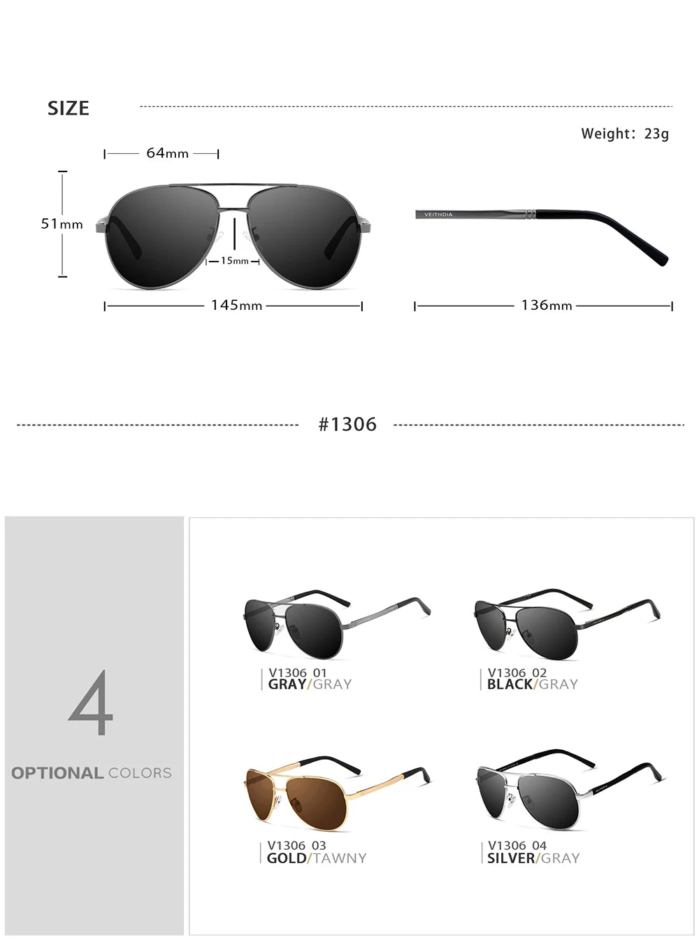 Fashion Item Veithdia Brand Sunglasses Polarized Uv400 | QHA UK - QHA UK