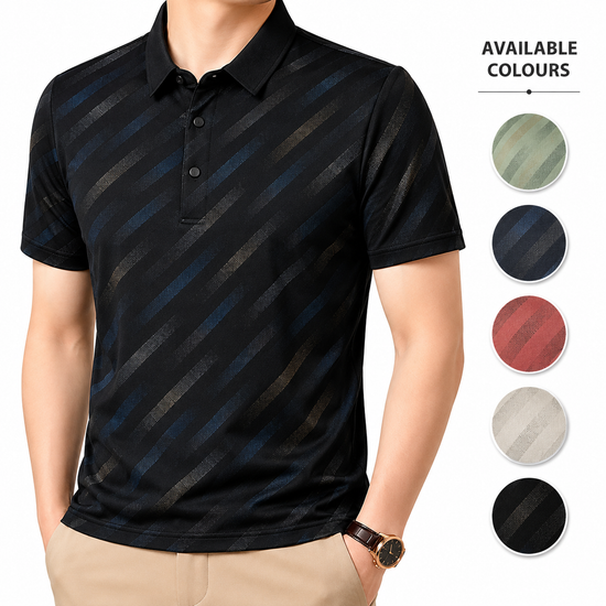 Mens Printed Polo Shirt Short Sleeve Contrast Summer Casual Top S-4XL - QHA UK