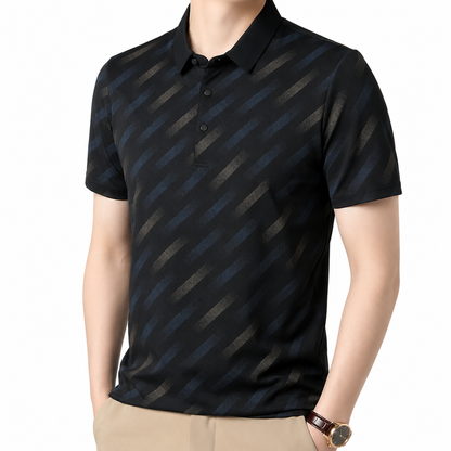 Mens Printed Polo Shirt Short Sleeve Contrast Summer Casual Top S-4XL - Sleeve Detail - QHA UK