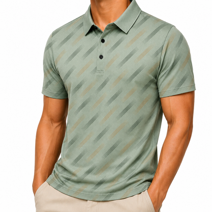 Mens Printed Polo Shirt Short Sleeve Contrast Summer Casual Top S-4XL - Sleeve Detail - QHA UK