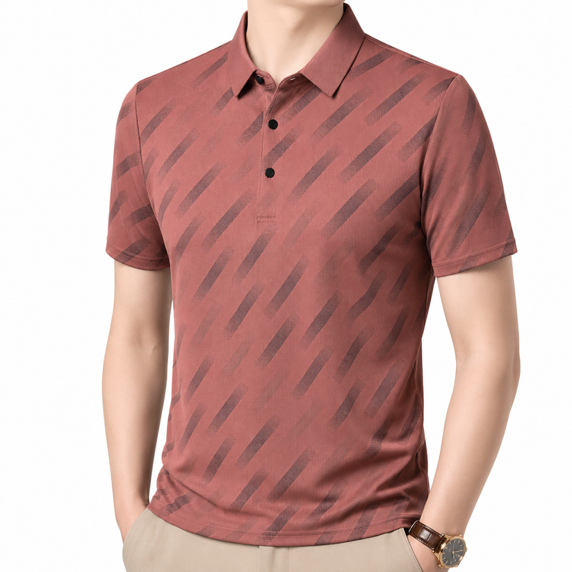 Mens Printed Polo Shirt Short Sleeve Contrast Summer Casual Top S-4XL - Sleeve Detail - QHA UK