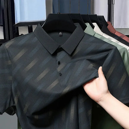 Mens Printed Polo Shirt Short Sleeve Contrast Summer Casual Top S-4XL - Sleeve Detail - QHA UK