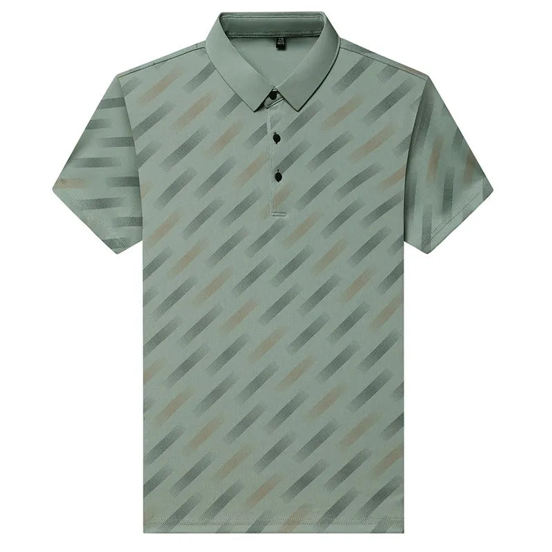 Mens Printed Polo Shirt Short Sleeve Contrast Summer Casual Top S-4XL - Sleeve Detail - QHA UK