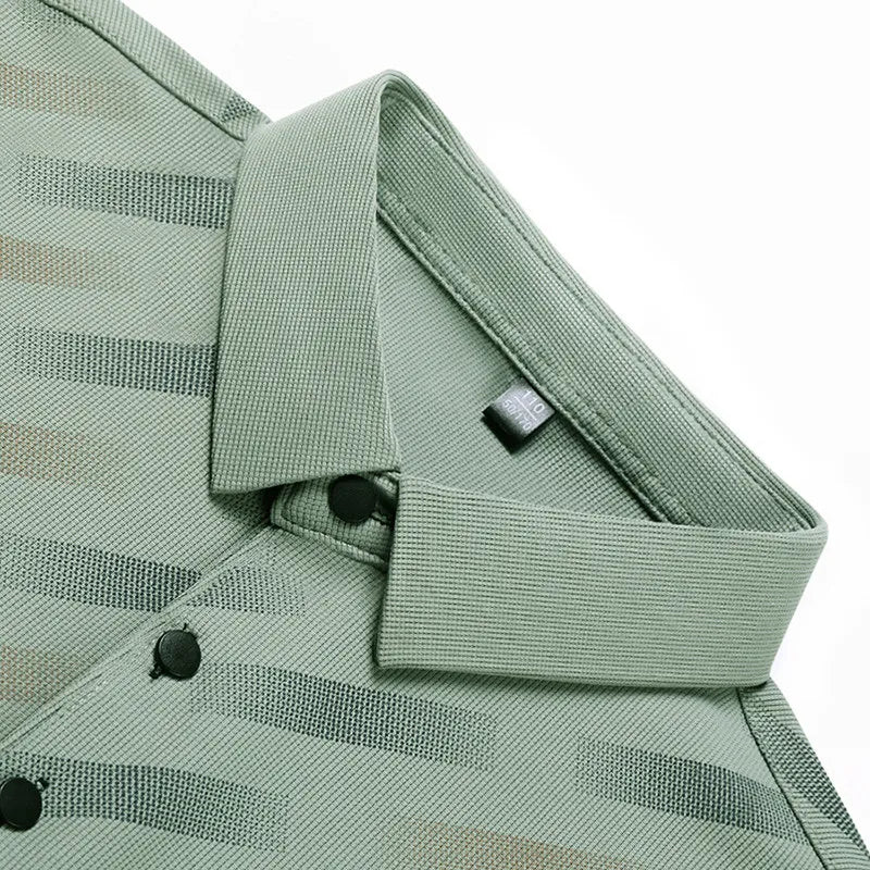 Mens Printed Polo Shirt Short Sleeve Contrast Summer Casual Top S-4XL - Sleeve Detail - QHA UK