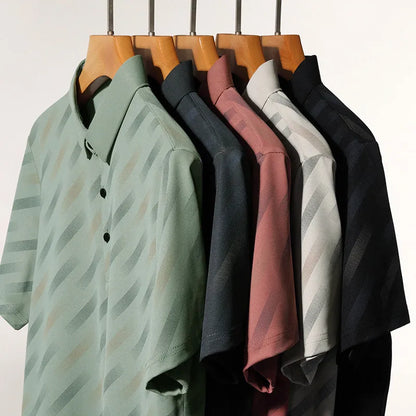 Mens Printed Polo Shirt Short Sleeve Contrast Summer Casual Top S-4XL - Sleeve Detail - QHA UK