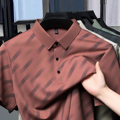 Mens Printed Polo Shirt Short Sleeve Contrast Summer Casual Top S-4XL - Sleeve Detail - QHA UK