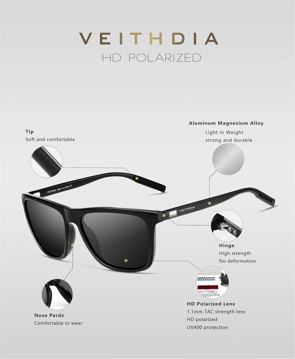 Item Veithdia Brand Sunglasses Retro Aluminum+tr90 Polarized | QHA UK - QHA UK