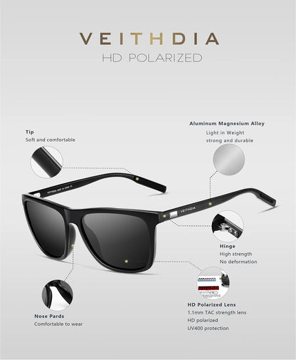Item Veithdia Brand Sunglasses Retro Aluminum+tr90 Polarized | QHA UK - QHA UK