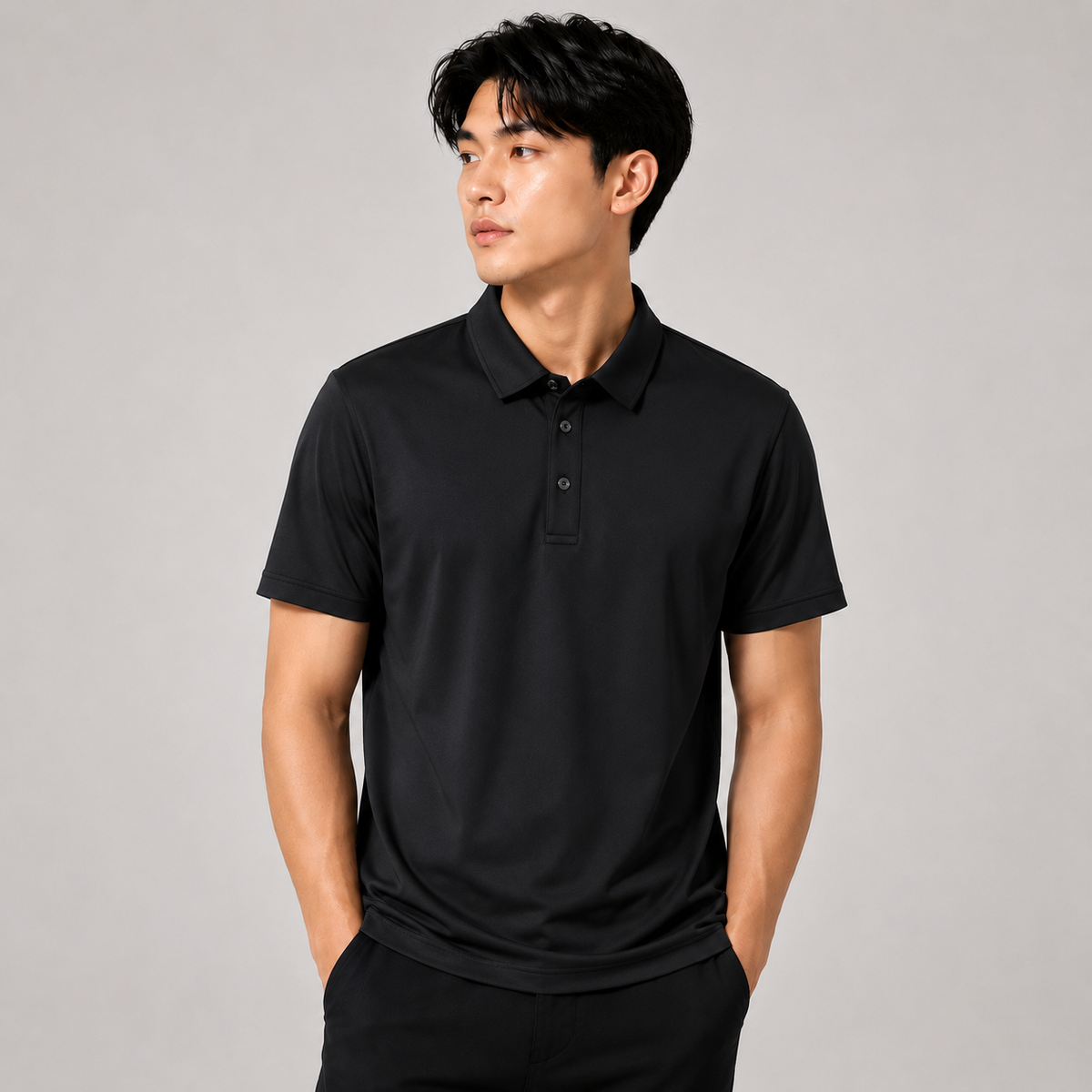 Men's Seamless Knit Polo Shirt Short Sleeve Lapel Smart Casual Top UK S-4XL - Sleeve Detail - QHA UK